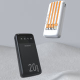 Dudao store powerbank med 3 indbyggede kabler 20000mAh USB Type C + micro USB + Lightning white (Dudao K6Pro +)