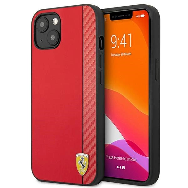 Ferrari FESAXHCP13SRE iPhone 13 mini 5.4" rød/rød hardcase On Track Carbon Stripe