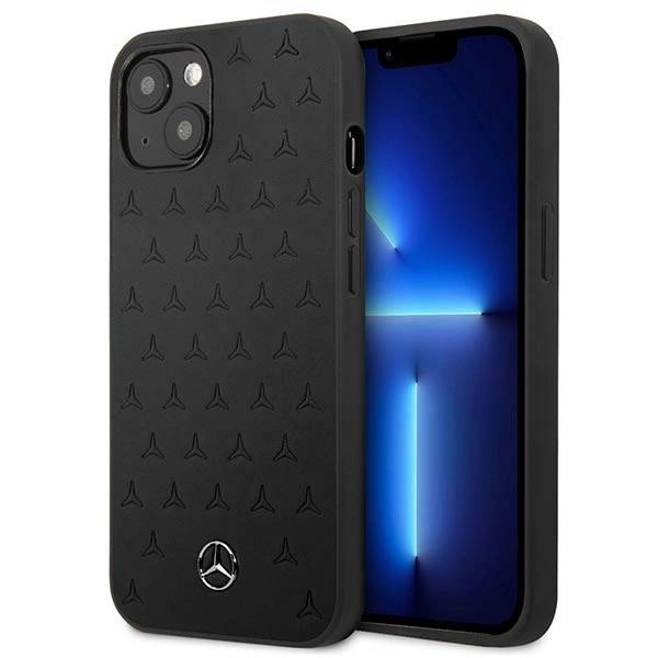Mercedes MEHCP13SPSQBK iPhone 13 mini 5,4" sort/sort hårdkasse læder stjerner mønster