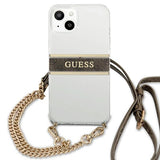 Guess GUHCP13SKC4GBGO iPhone 13 mini 5.4" Gennemsigtig hardcase 4G Brown Strap Gold Chain