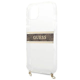 Guess GUHCP13SKC4GBGO iPhone 13 mini 5.4" Gennemsigtig hardcase 4G Brown Strap Gold Chain