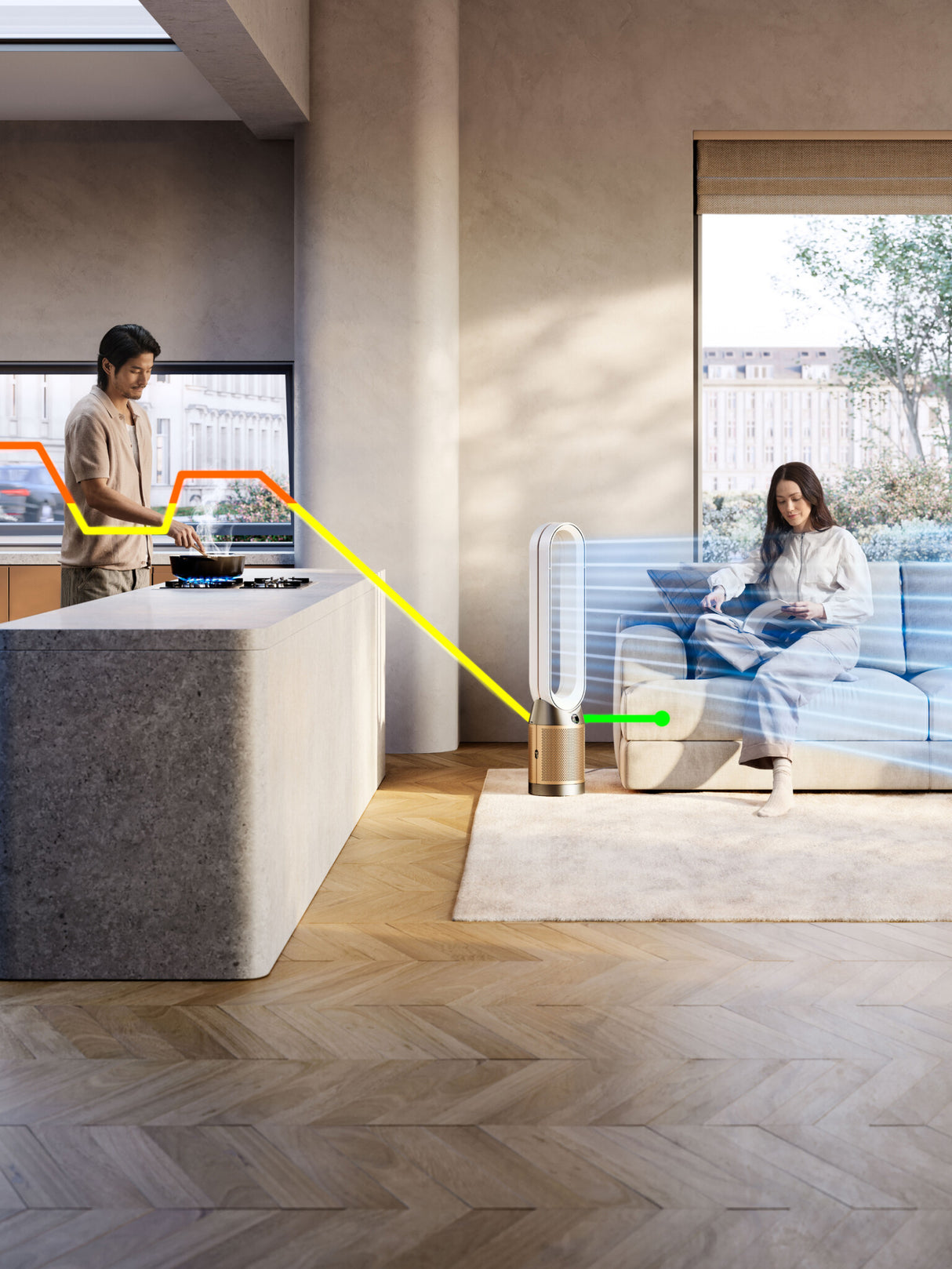 Dyson Purifier Cool PC2 De-NOx 61,5 dB 40 W Guld, Hvid