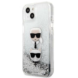 Karl Lagerfeld KLHCP13SKICGLS iPhone 13 mini 5,4" sølv/sølv hårdkasse Flydende Glitter Karl&Choupette Head