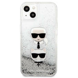 Karl Lagerfeld KLHCP13SKICGLS iPhone 13 mini 5,4" sølv/sølv hårdkasse Flydende Glitter Karl&Choupette Head