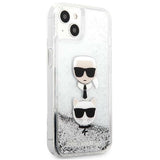 Karl Lagerfeld KLHCP13SKICGLS iPhone 13 mini 5,4" sølv/sølv hårdkasse Flydende Glitter Karl&Choupette Head