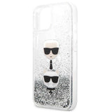 Karl Lagerfeld KLHCP13SKICGLS iPhone 13 mini 5,4" sølv/sølv hårdkasse Flydende Glitter Karl&Choupette Head