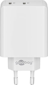 Goobay PD Dual USB-C Hurtigoplader 36W - Hvid