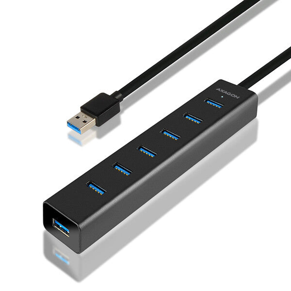 Axagon HUE-SA7BP interface hub USB 3.2 Gen 1 (3.1 Gen 1) Type-A 5000 Mbit/s Sort