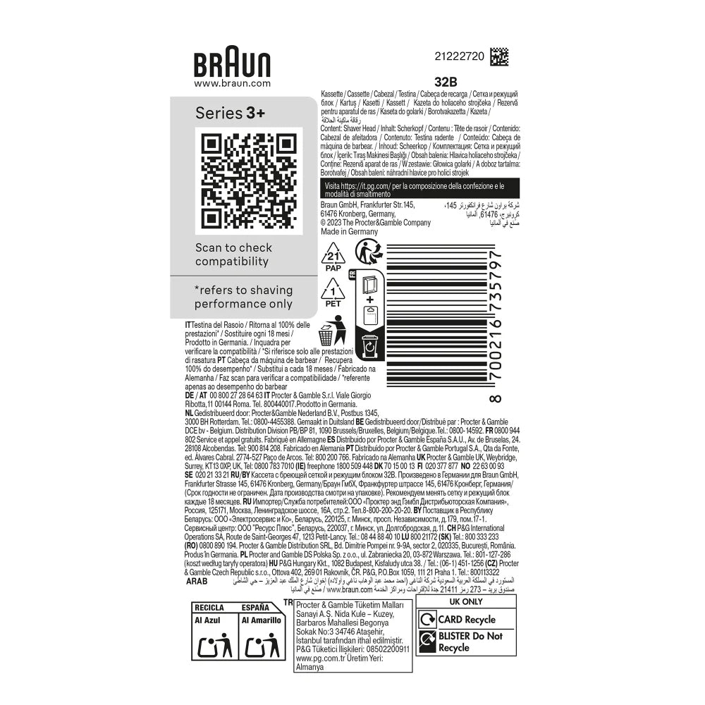 Braun Series 3 735797 tilbehør til barbermaskine Barberingshoved