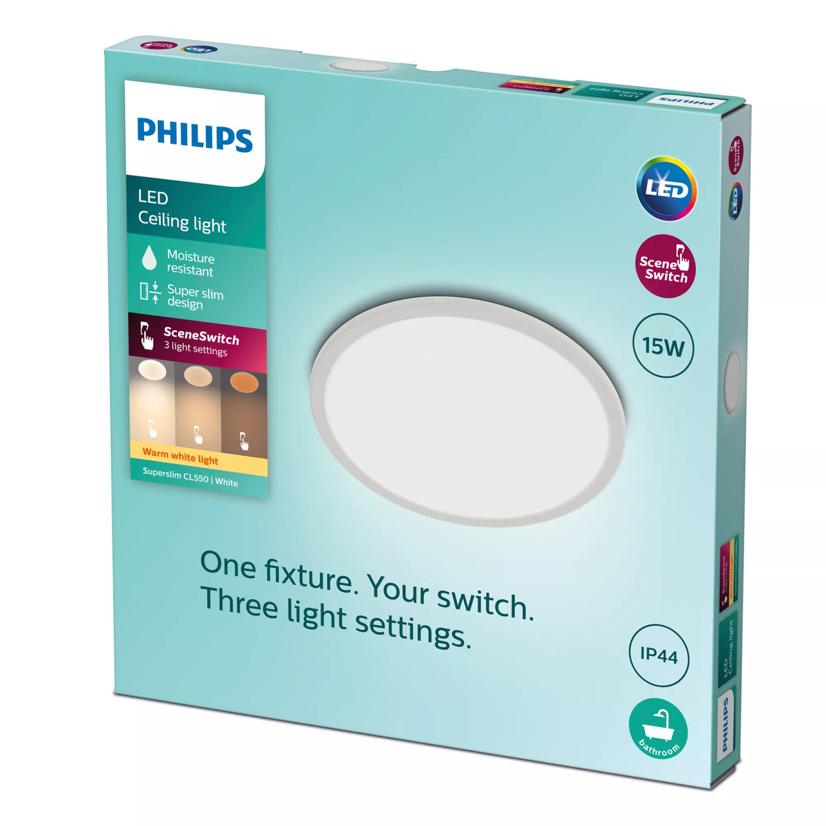 Philips Superslim CL550 Væg/loftslampe 15W 2700K