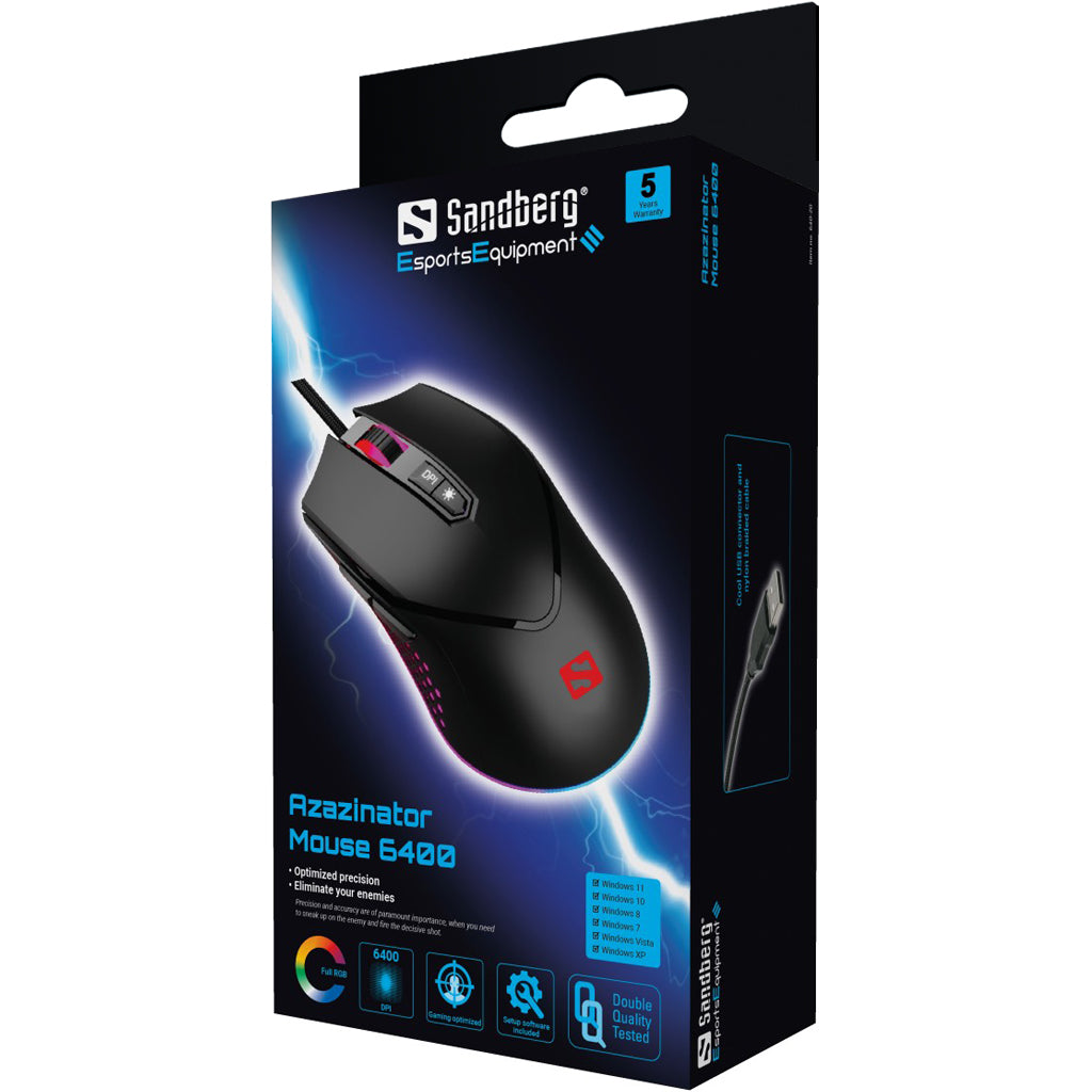 Sandberg 640-20 mus Spil Højre hånd USB Type-A 6400 dpi