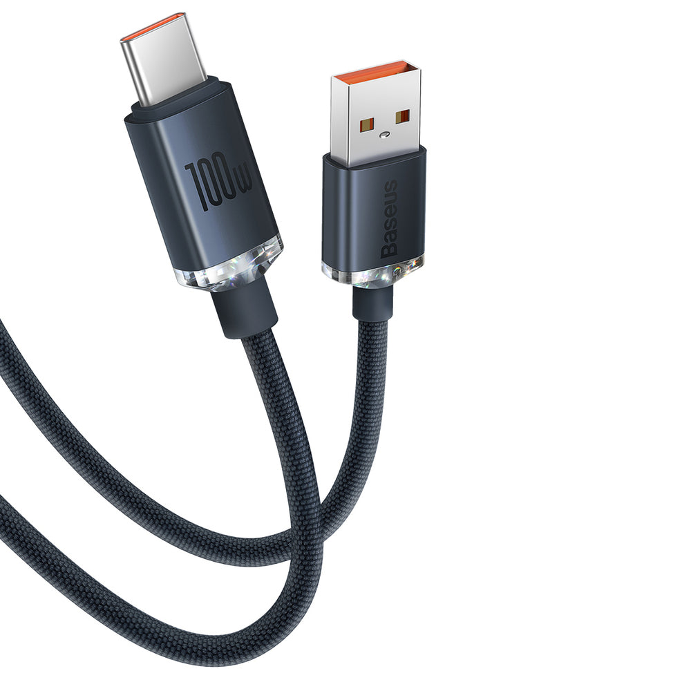 Baseus Crystal Shine Series kabel USB-kabel til hurtig opladning og dataoverførsel USB Type A - USB Type C 100W 1,2m lilla (CAJY000405)