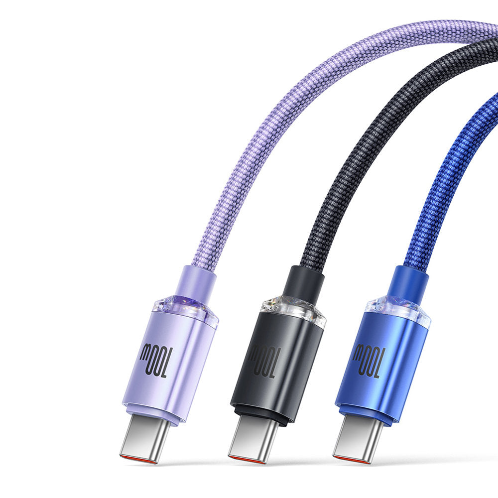 Baseus Crystal Shine Series kabel USB-kabel til hurtig opladning og dataoverførsel USB Type A - USB Type C 100W 1,2m lilla (CAJY000405)