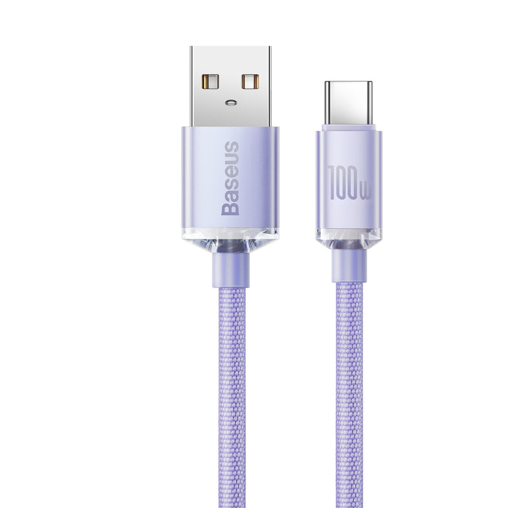 Baseus Crystal Shine Series kabel USB-kabel til hurtig opladning og dataoverførsel USB Type A - USB Type C 100W 1,2m lilla (CAJY000405)