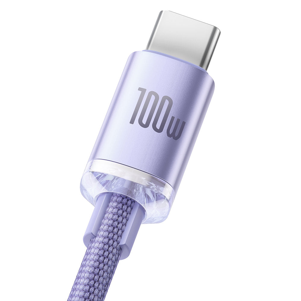 Baseus Crystal Shine Series kabel USB-kabel til hurtig opladning og dataoverførsel USB Type A - USB Type C 100W 1,2m lilla (CAJY000405)