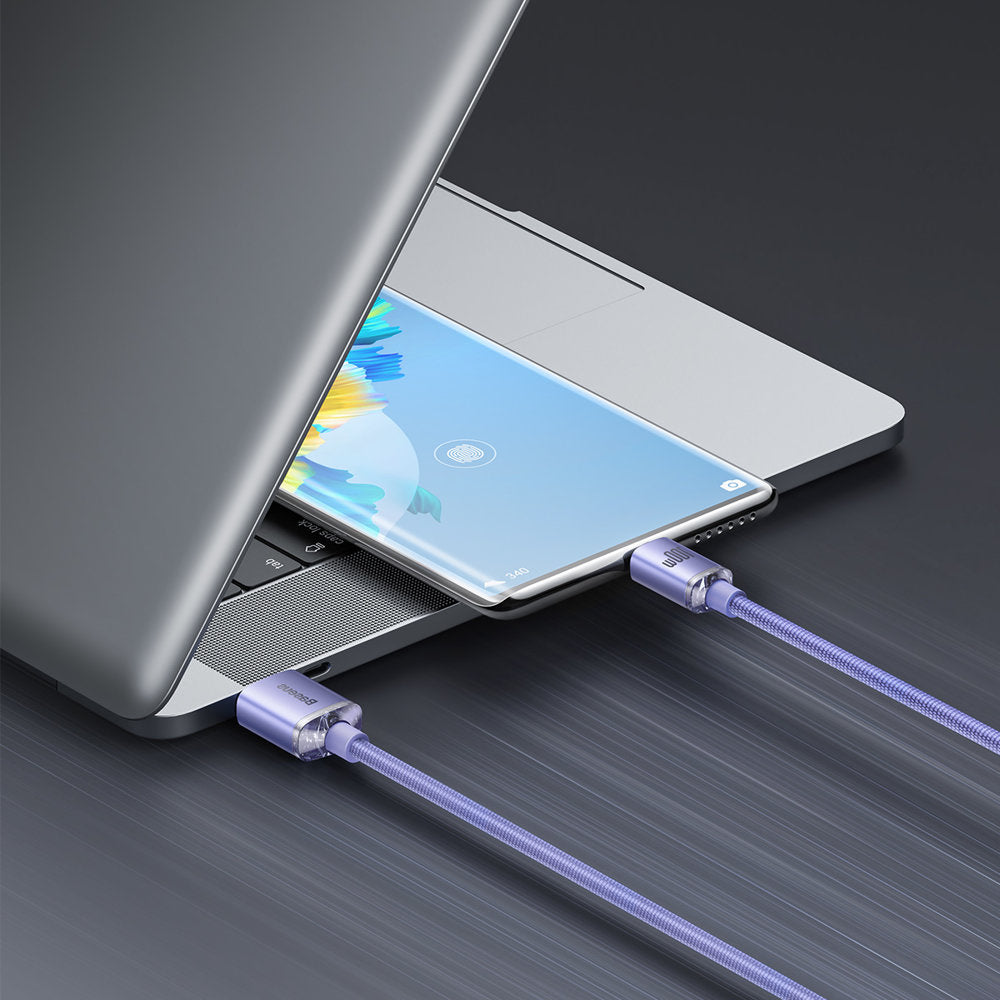 Baseus Crystal Shine Series kabel USB-kabel til hurtig opladning og dataoverførsel USB Type A - USB Type C 100W 1,2m lilla (CAJY000405)
