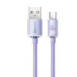 Baseus Crystal Shine Series kabel USB-kabel til hurtig opladning og dataoverførsel USB Type A - USB Type C 100W 2m lilla (CAJY000505)