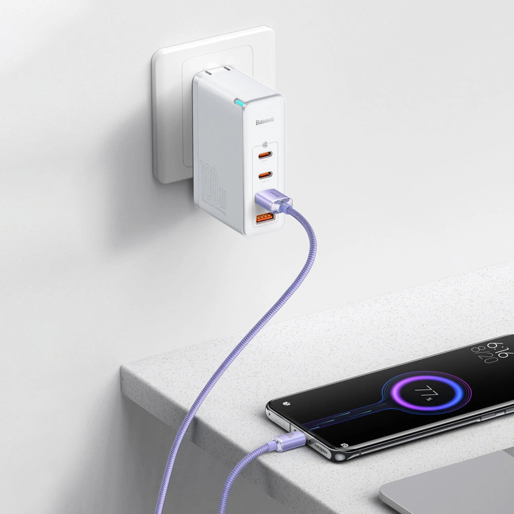Baseus Crystal Shine Series kabel USB-kabel til hurtig opladning og dataoverførsel USB Type A - USB Type C 100W 2m lilla (CAJY000505)