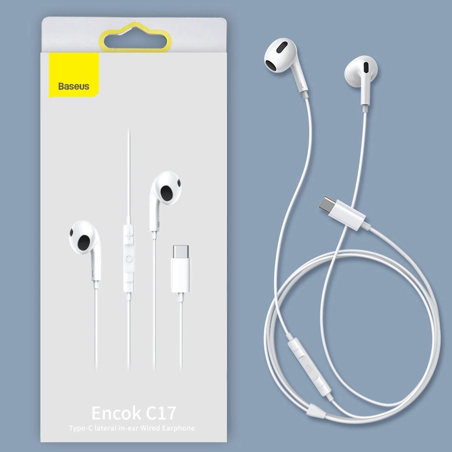 Baseus Encok C17 In-Ear Headphones med USB-C-kabel og mikrofon - hvid