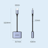 Ugreen audio adapter USB Type C (mandlig) - USB Type C PD QC (kvindelig) + 3,5 mm mini jack (kvindelig) grå (CM231)