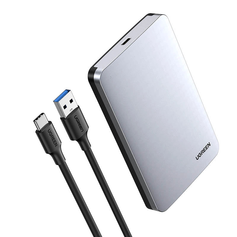 Ugreen CM300 70498 bay for 2.5 SATA 3.0 6Gbps harddisk - grå + USB-C - USB-A kabel 0,5 m