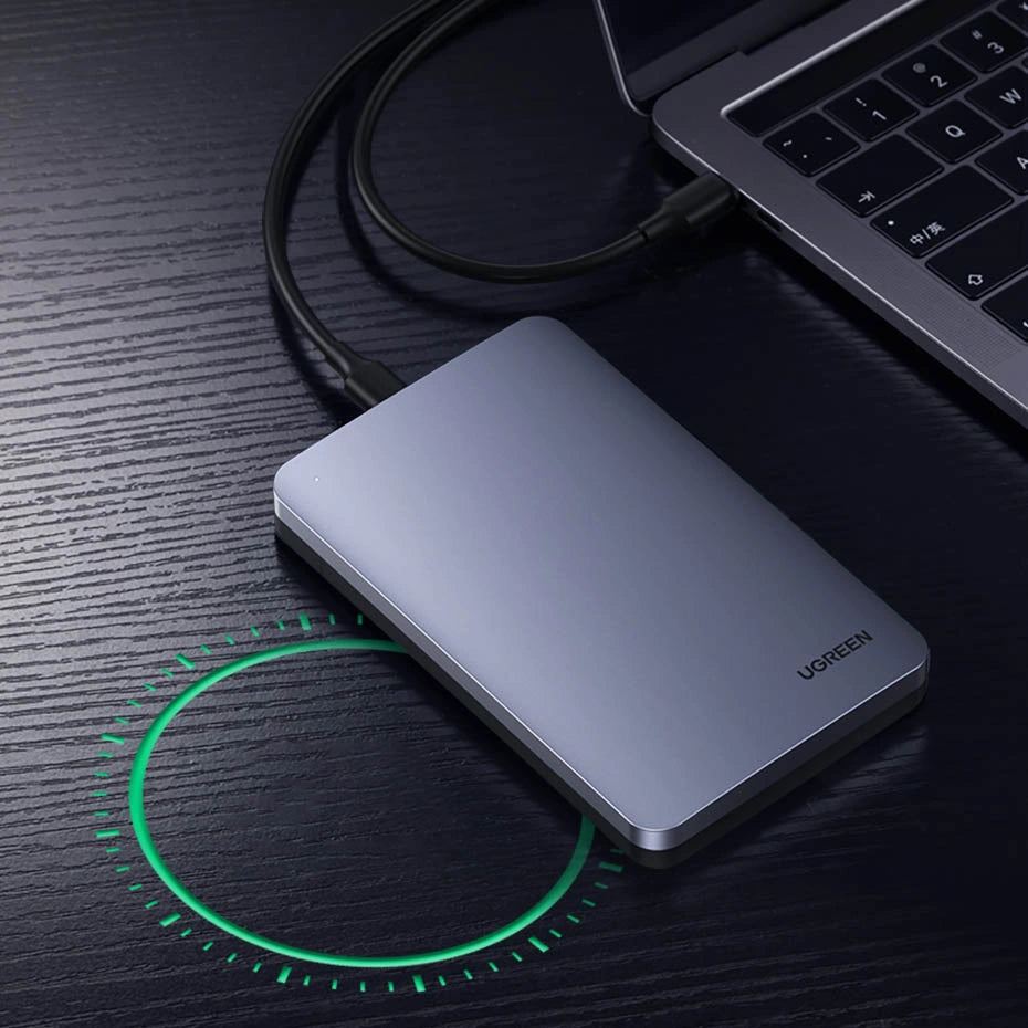 Ugreen CM300 70498 bay for 2.5 SATA 3.0 6Gbps harddisk - grå + USB-C - USB-A kabel 0,5 m