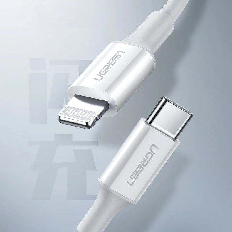 Ugreen kabel USB Type C - Lightning 3A kabel 0,25 m hvid (US171)