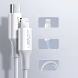 Ugreen kabel USB Type C - Lightning 3A kabel 0,25 m hvid (US171)