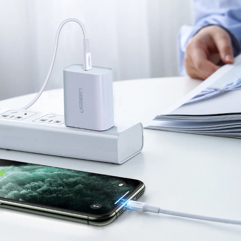 Ugreen kabel USB Type C - Lightning 3A kabel 0,25 m hvid (US171)