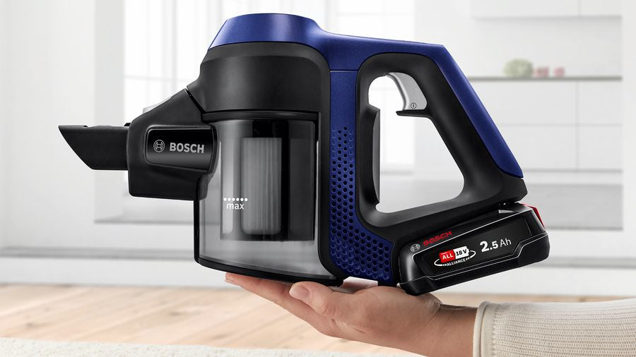 Bosch Serie 6 BBS611MAT stav støvsuger & elektrisk kost 2-i-1 stangstøvsuger Batteri Dry Poseløs 0,3 L Blå 2,5 At
