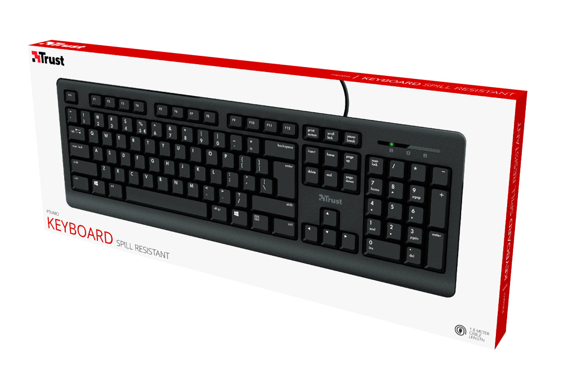 Trust Primo tastatur Medicinsk USB Nordisk Sort