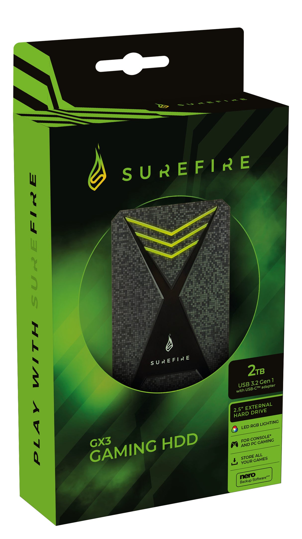 SureFire Gaming ekstern harddisk 2 TB 2.5" Micro-USB B 3.2 Gen 1 (3.1 Gen 1) Sort, Grå