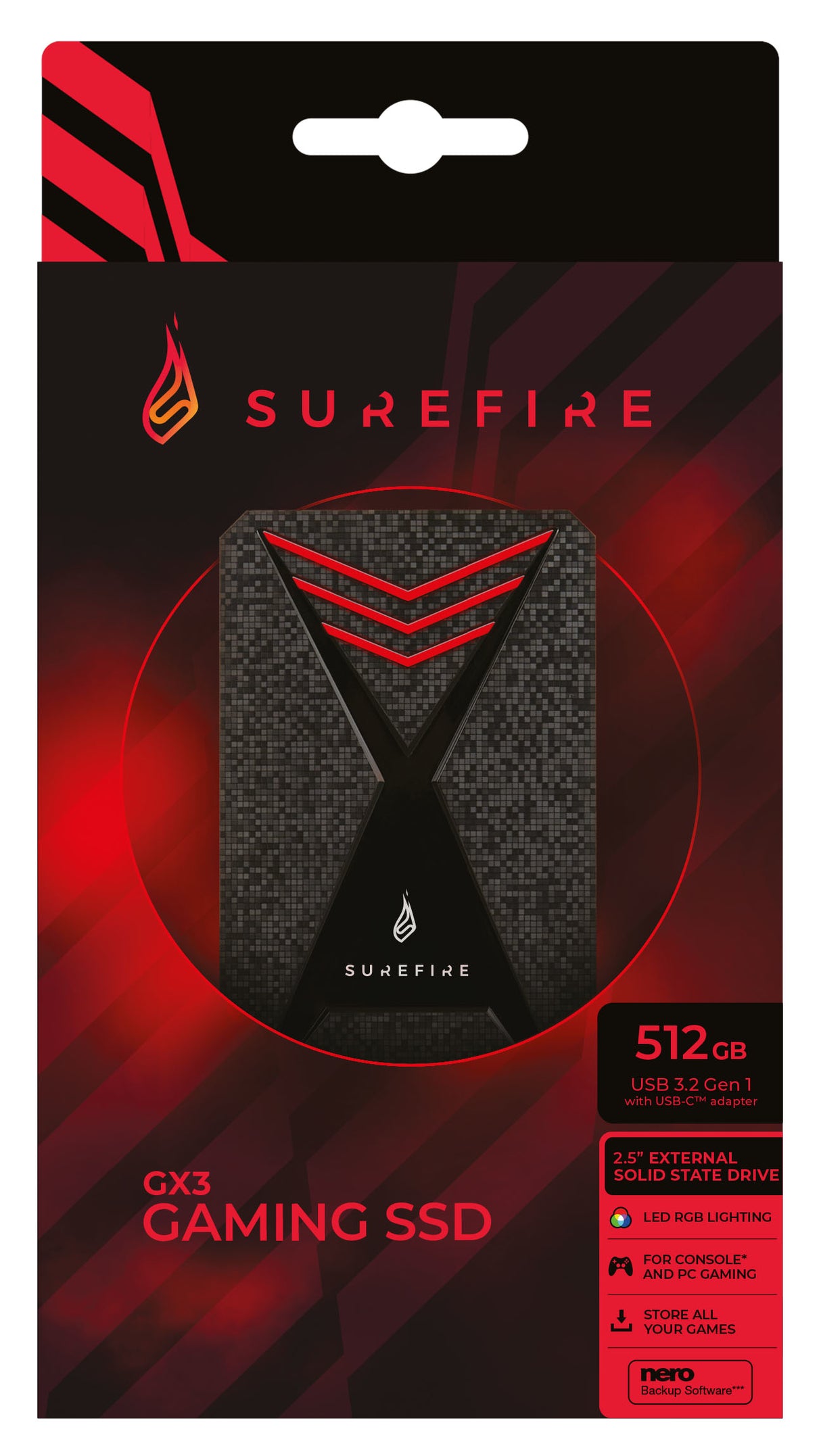 SureFire Gaming 512 GB Micro-USB B 3.2 Gen 1 (3.1 Gen 1) Sort, Grå