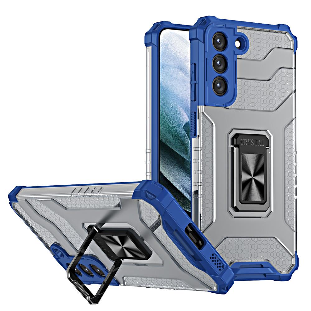 Crystal Ring Case robust hybrid cover + magnetisk holder til Samsung Galaxy S22 + (S22 Plus) blå
