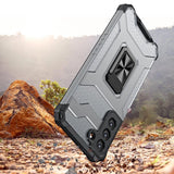 Crystal Ring Case robust hybrid cover + magnetisk holder til Samsung Galaxy S22 + (S22 Plus) blå
