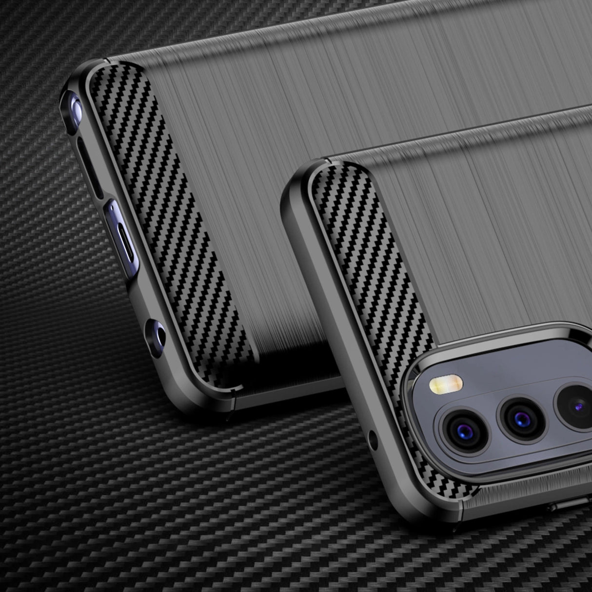 Carbon Case fleksible cover til Motorola Moto G Stylus 2022 sort
