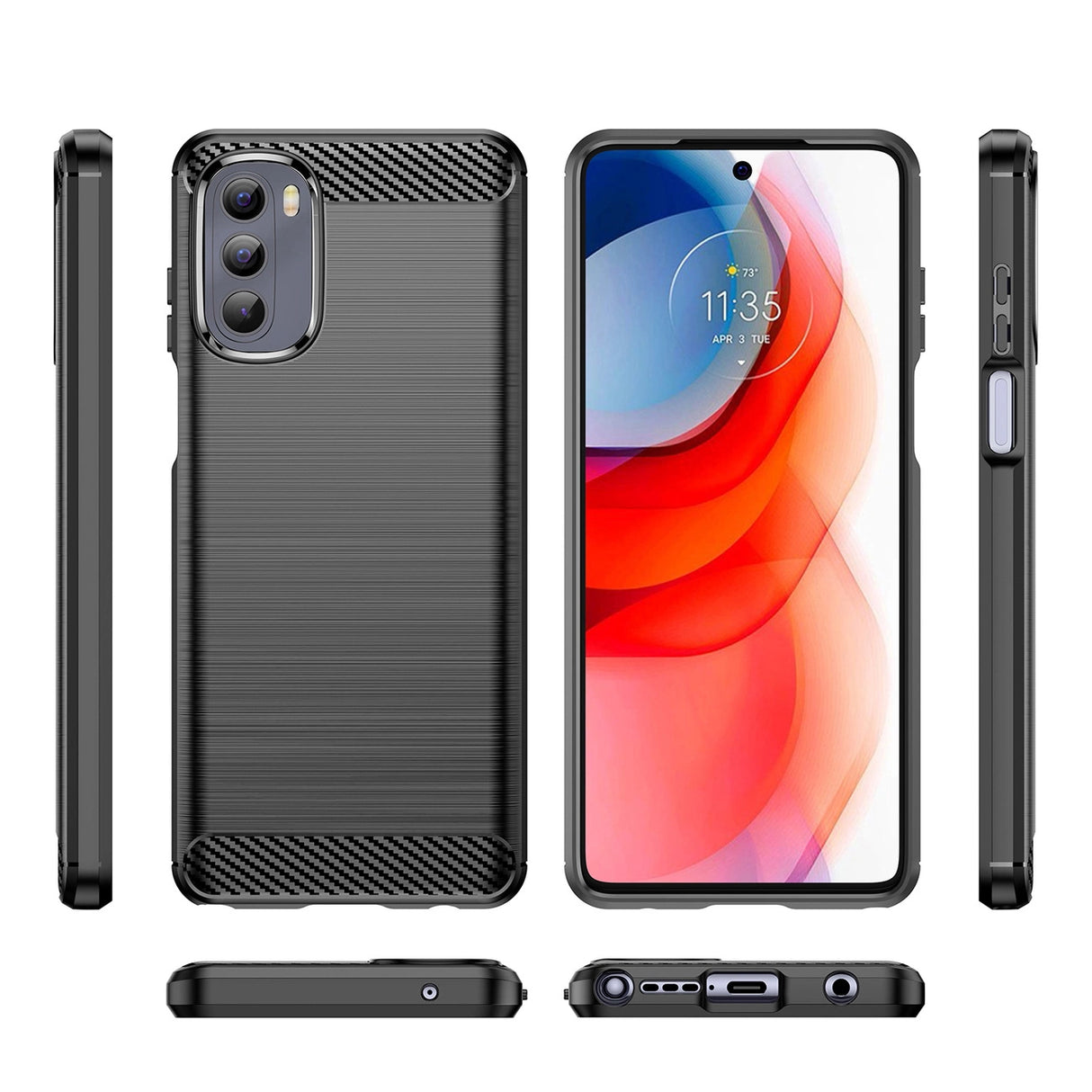 Carbon Case fleksible cover til Motorola Moto G Stylus 2022 sort