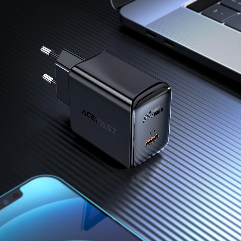Acefast oplader GaN USB Type C 30W, PD, QC 3.0, AFC, FCP hvid (A21 hvid)