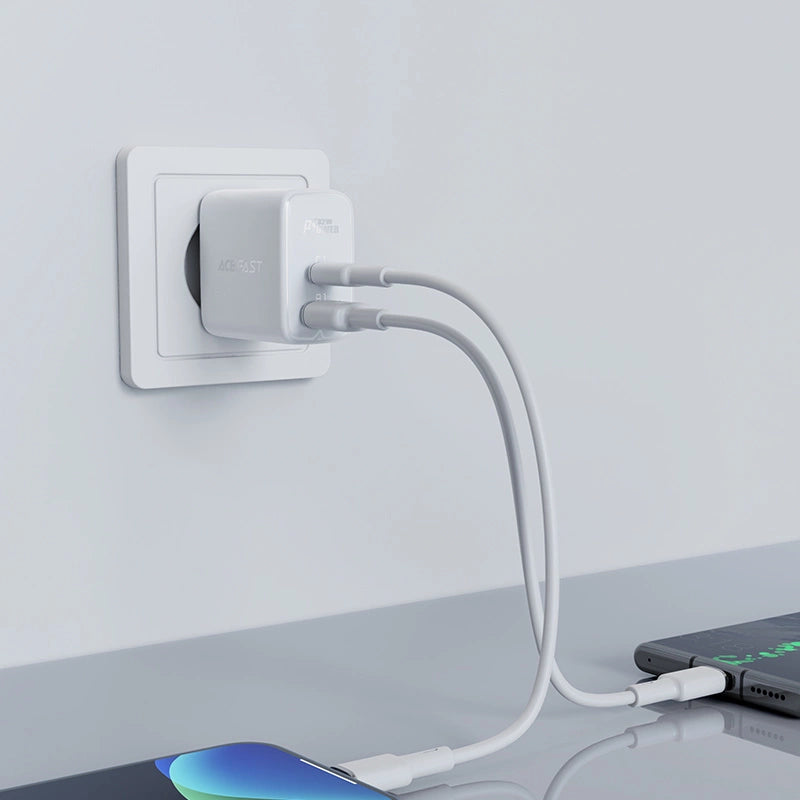 Acefast vægoplader USB Type C / USB 32W, PPS, PD, QC 3.0, AFC, FCP hvid (A5 hvid)