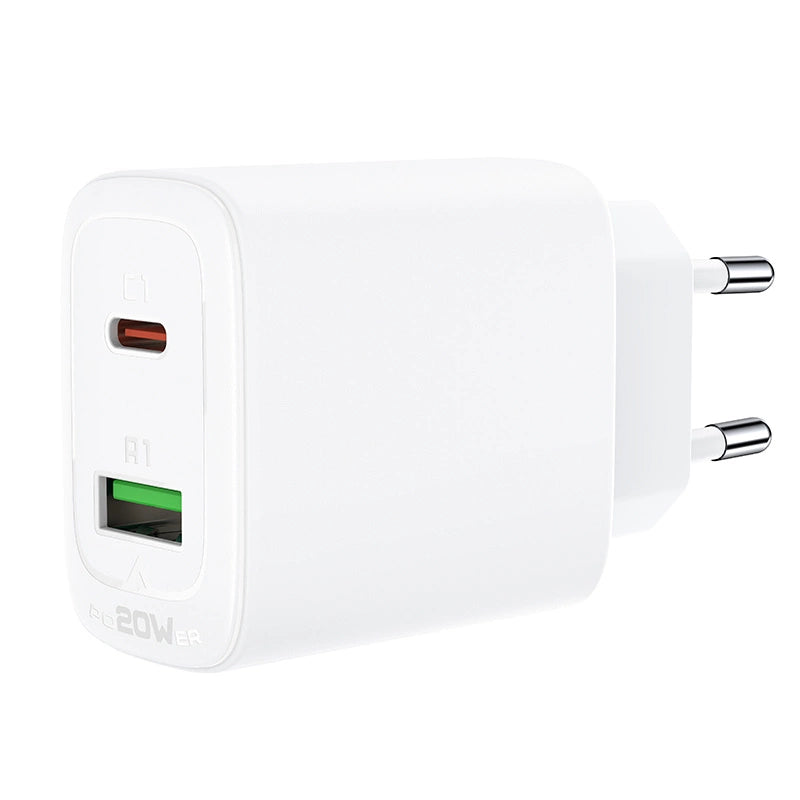 Acefast vægoplader USB Type C / USB 20W, PPS, PD, QC 3.0, AFC, FCP hvid (A25 hvid)