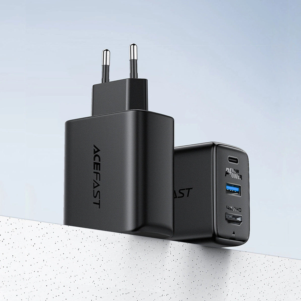 Acefast 2in1 oplader GaN 65W USB Type C / USB, adapter adapter HDMI 4K @ 60Hz (set med kabel) hvid (A17 hvid)