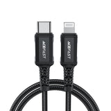 Acefast C4-01 Lightning - USB-C PD-kabel 30W 3A 480Mb/s 1,8m - sort