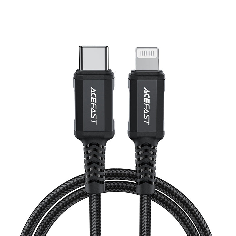 Acefast C4-01 Lightning - USB-C PD-kabel 30W 3A 480Mb/s 1,8m - sort