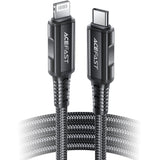 Acefast C4-01 Lightning - USB-C PD-kabel 30W 3A 480Mb/s 1,8m - sort