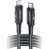 Acefast C4-01 Lightning - USB-C PD-kabel 30W 3A 480Mb/s 1,8m - sort
