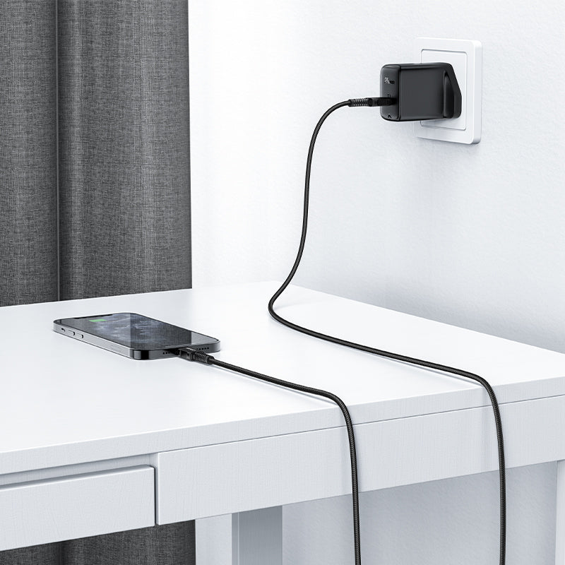 Acefast C4-01 Lightning - USB-C PD-kabel 30W 3A 480Mb/s 1,8m - sort