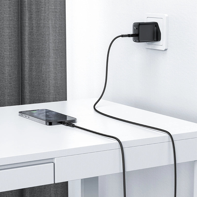 Acefast C4-01 Lightning - USB-C PD-kabel 30W 3A 480Mb/s 1,8m - sort