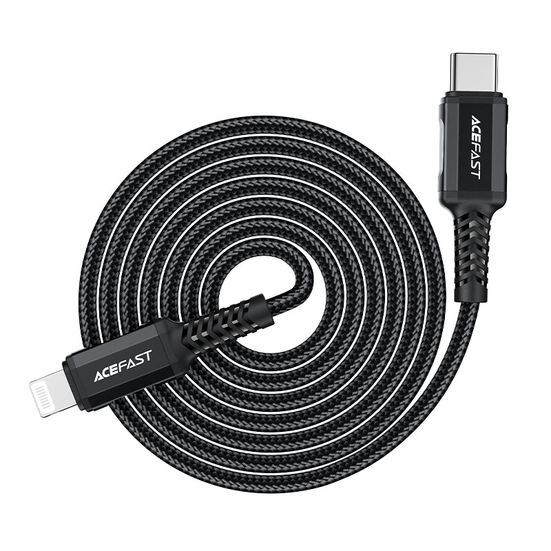 Acefast C4-01 Lightning - USB-C PD-kabel 30W 3A 480Mb/s 1,8m - sort