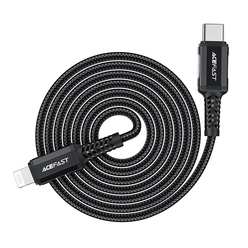 Acefast C4-01 Lightning - USB-C PD-kabel 30W 3A 480Mb/s 1,8m - sort