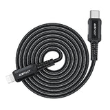 Acefast C4-01 Lightning - USB-C PD-kabel 30W 3A 480Mb/s 1,8m - sort